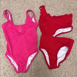 Pink and Red One-Piece Swimsuits